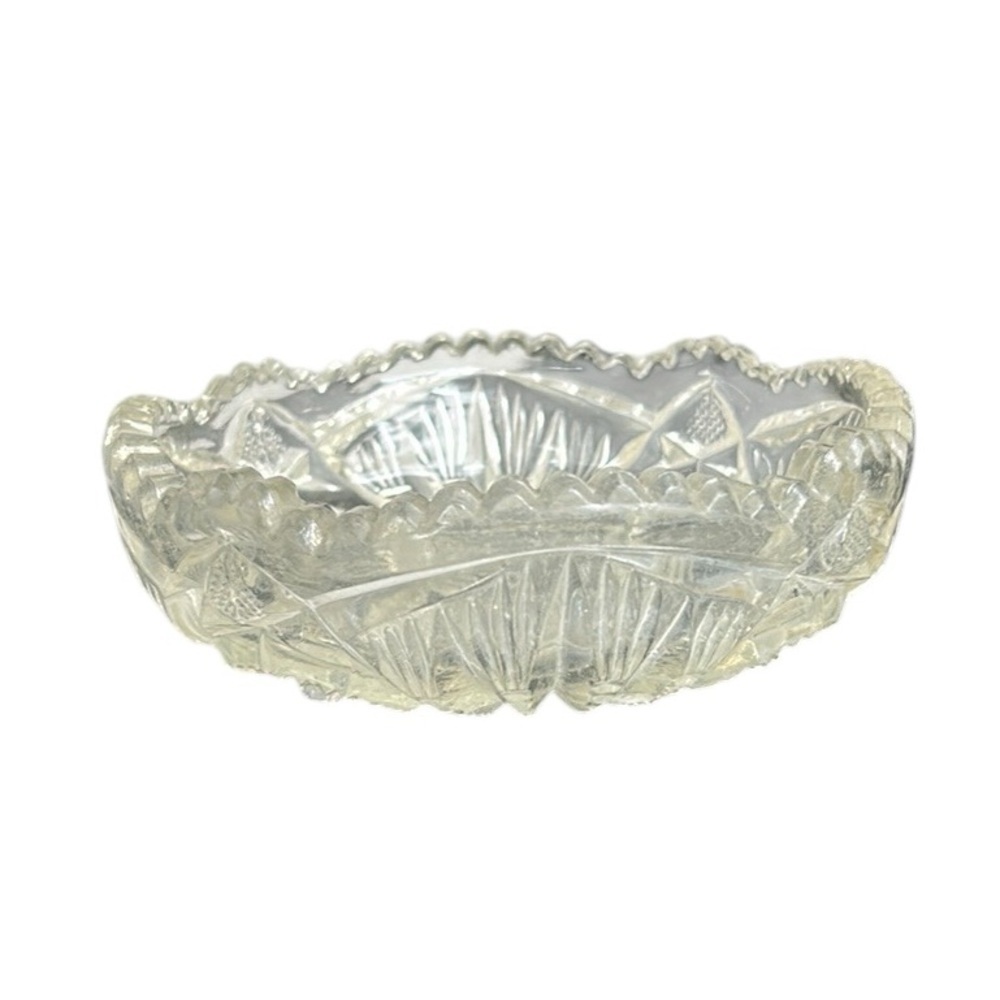 Vintage Imperial Glass Saw Tooth Trinket Bowl
